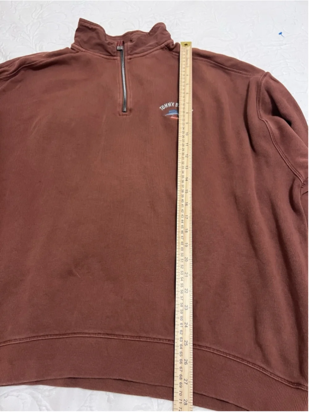 Tommy Bahama Sweater Mens 2XL Quarter Zip Pullover Red Brown Relaxed Fit